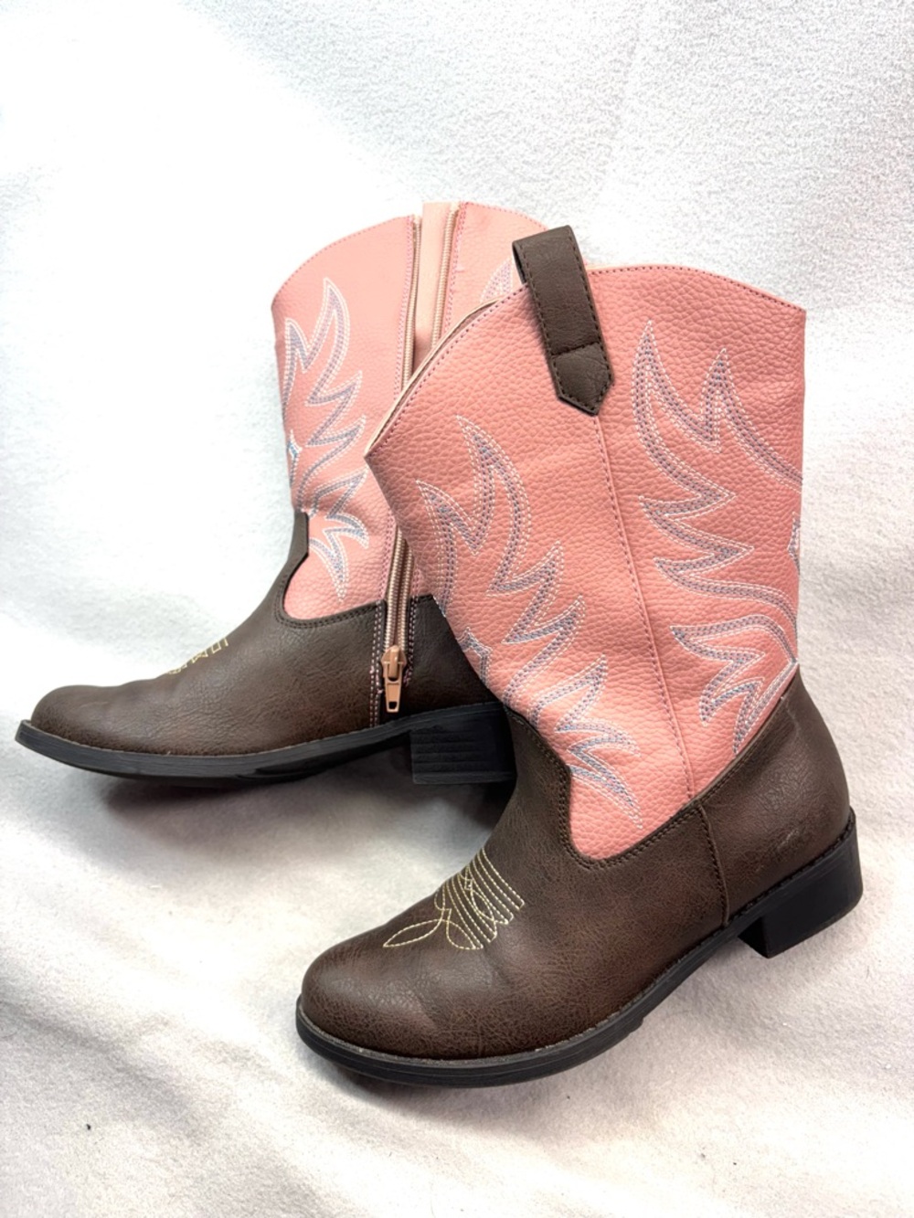 Rodeo Girls 5 Cowgirl Brown & Pink Embroidered Western Cowboy Boots